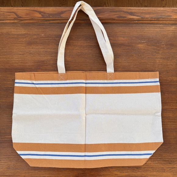 new Sézane Italy l'Avventura cotton tote tan gold yellow stripe limited edition - Picture 2 of 4